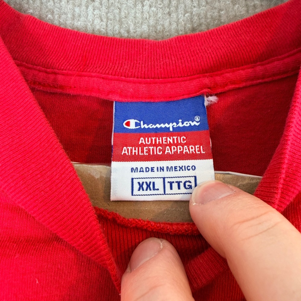 Champion Red Authentic Athletic vintage 90s T Shirt XX Large TTG - Picture 2 of 12